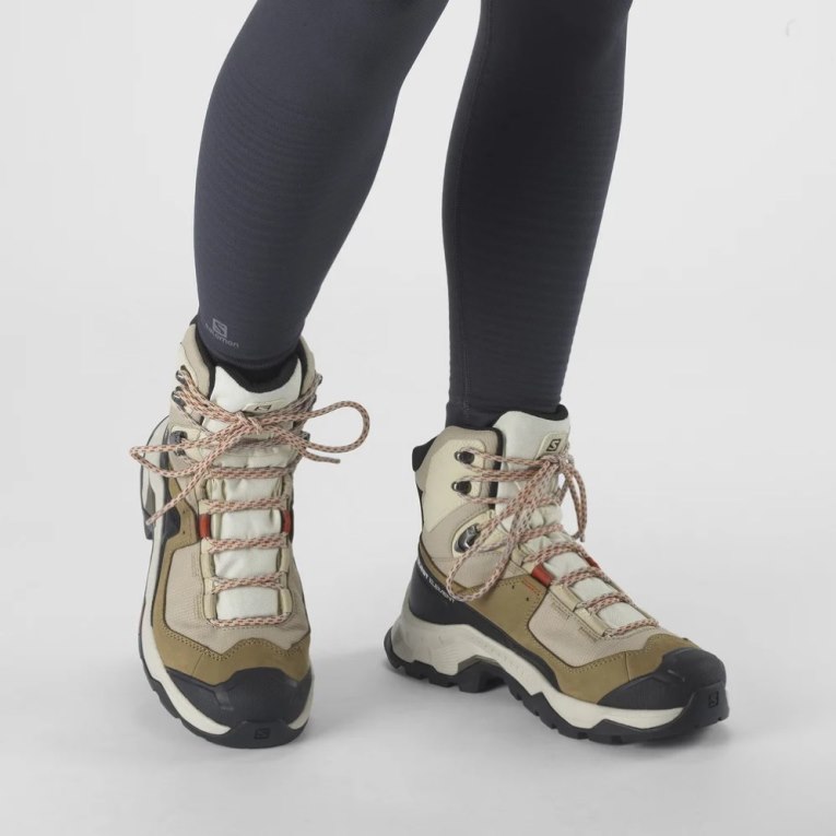 Botas Montaña Salomon Quest Element GTX Mujer Beige Verde Oliva Negros | MX QOAP198